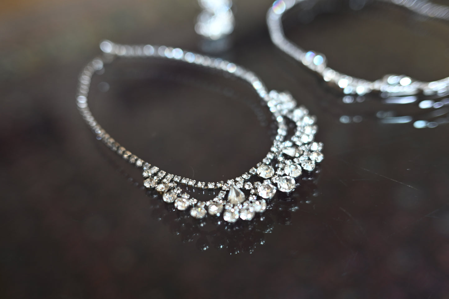 Huge collection vintage rhinestone necklaces, earrings, Kramer, Weiss, 23pcs