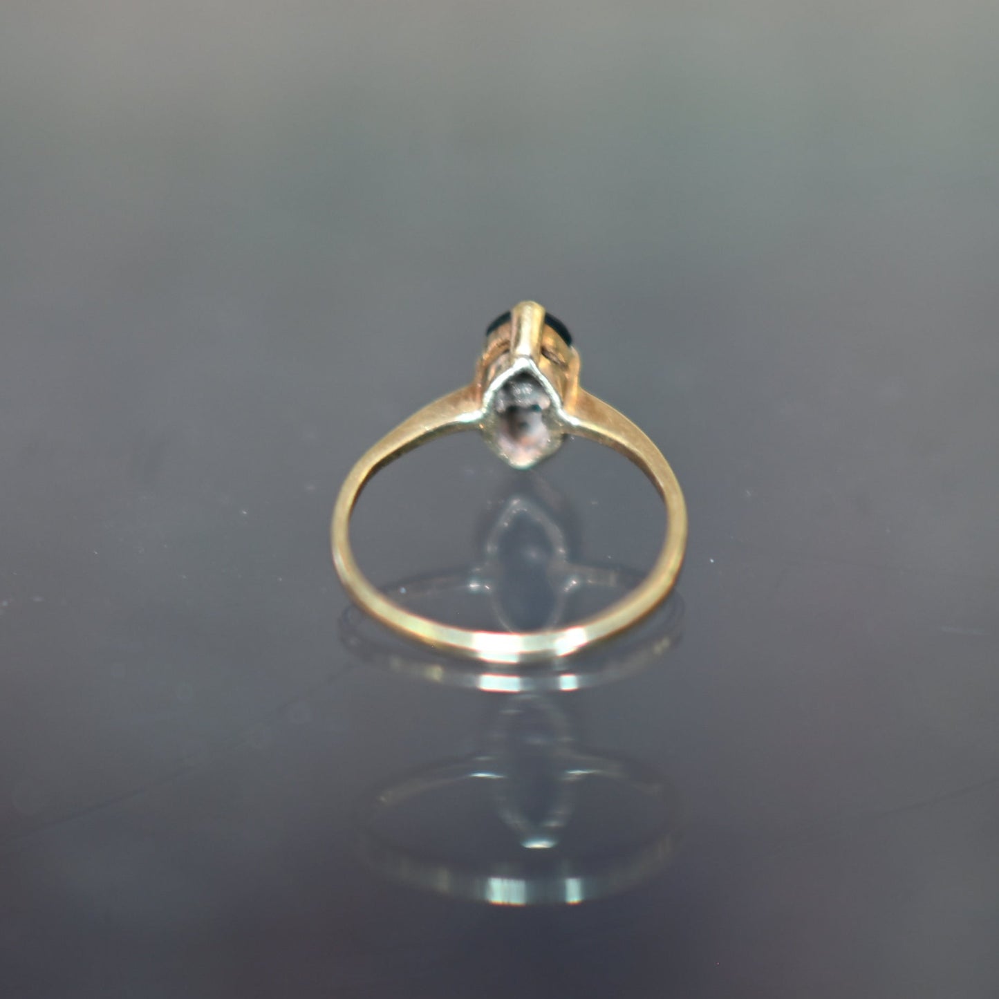 14k gold sapphire and diamond double love heart ring, Size 8 US, P UK