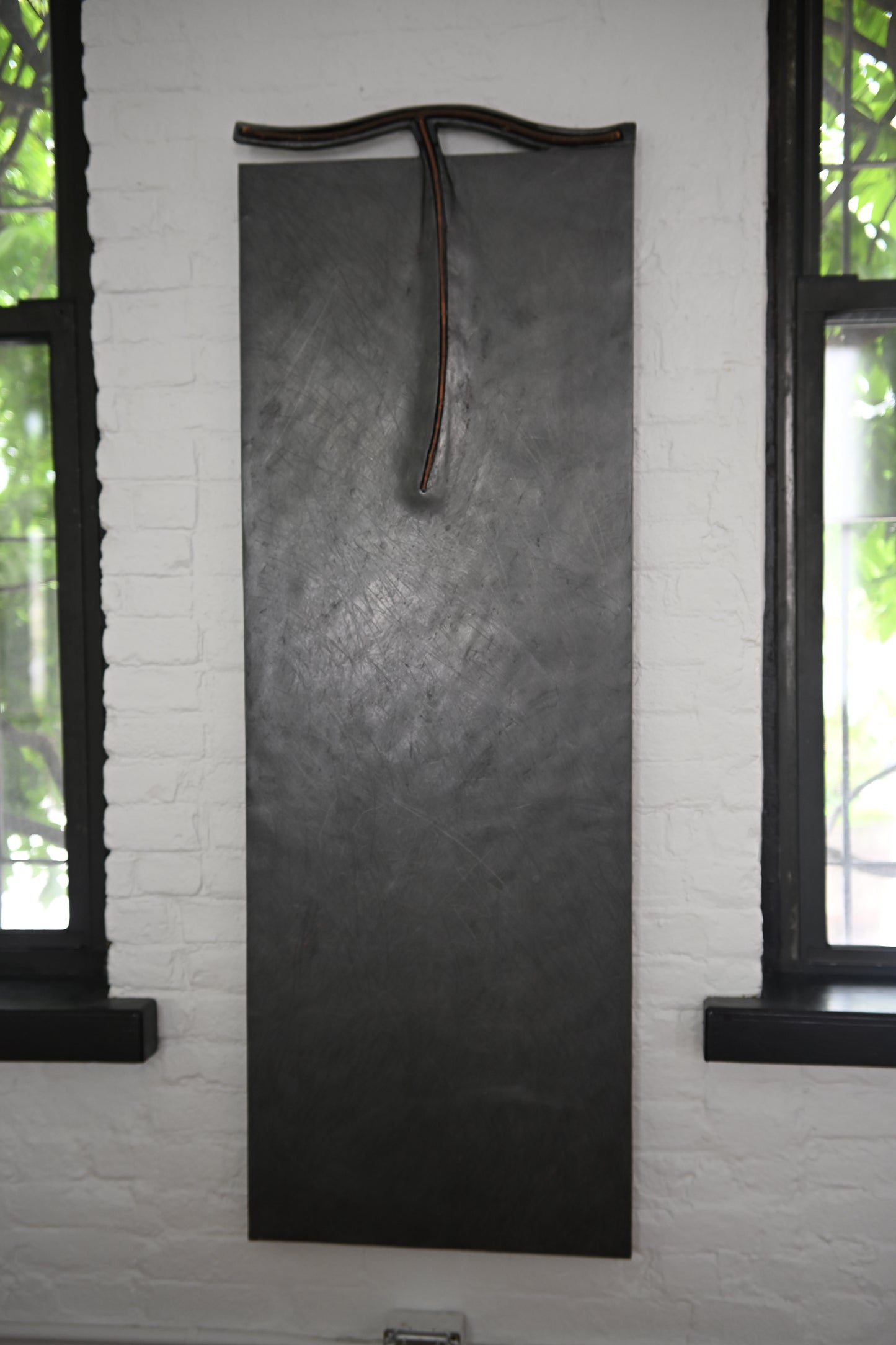 Vintage Abstract Wood, Paper, Graphite Painting, ca1983, 'McLain Flats Magician'