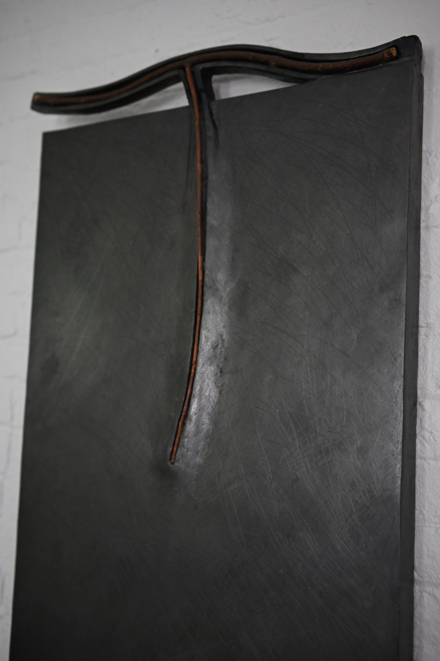 Vintage Abstract Wood, Paper, Graphite Painting, ca1983, 'McLain Flats Magician'