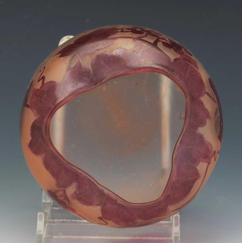 1920s Signed Legras French Art Nouveau Cameo Glass Vase Signed 3 1/2" round