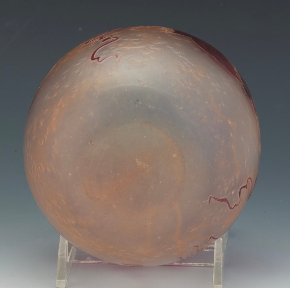 1920s Signed Legras French Art Nouveau Cameo Glass Vase Signed 3 1/2" round