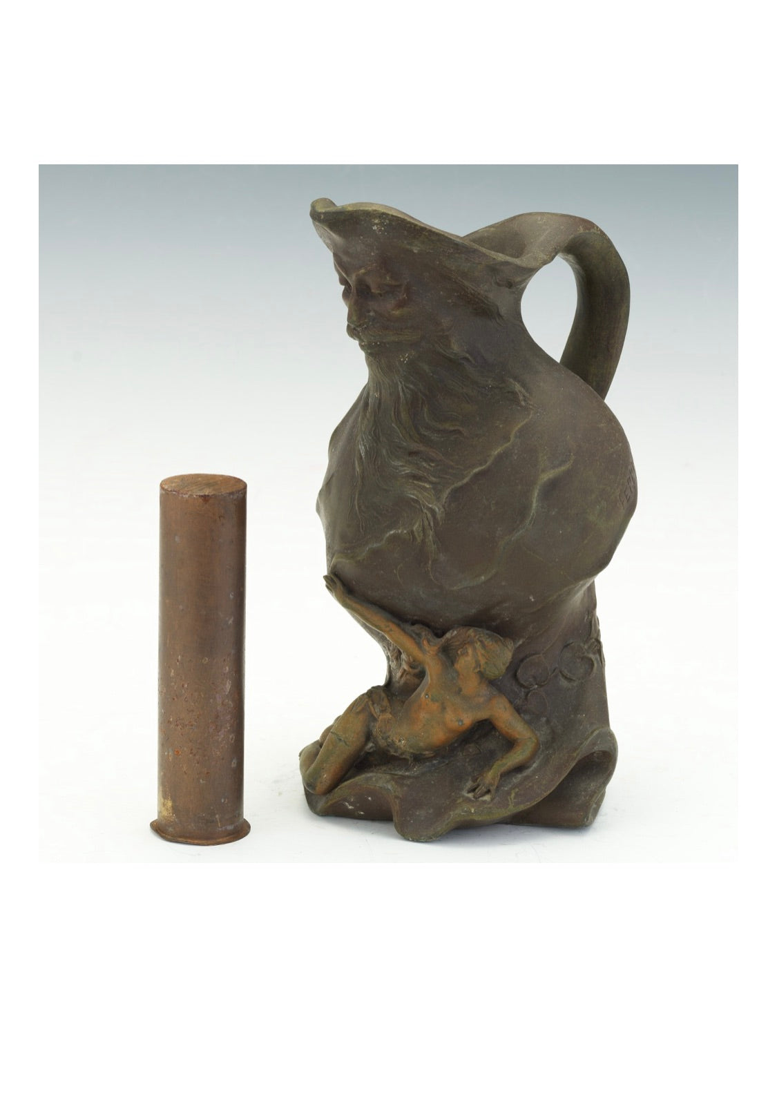 Art Nouveau figural bust with female relief, France, bronze ca1900