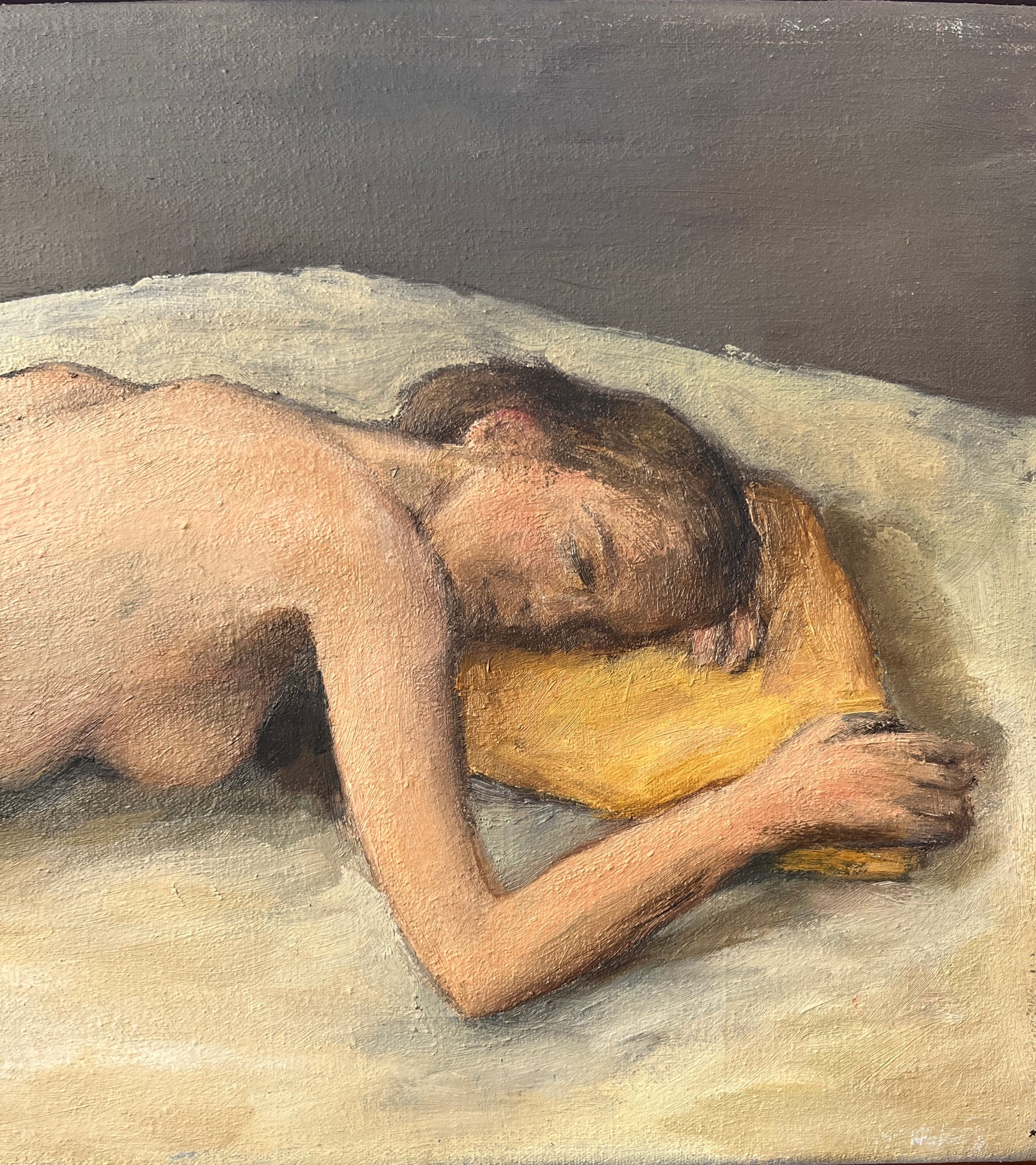 Sleeping nude, 20th century British school of art, Oil on canvas painting framed