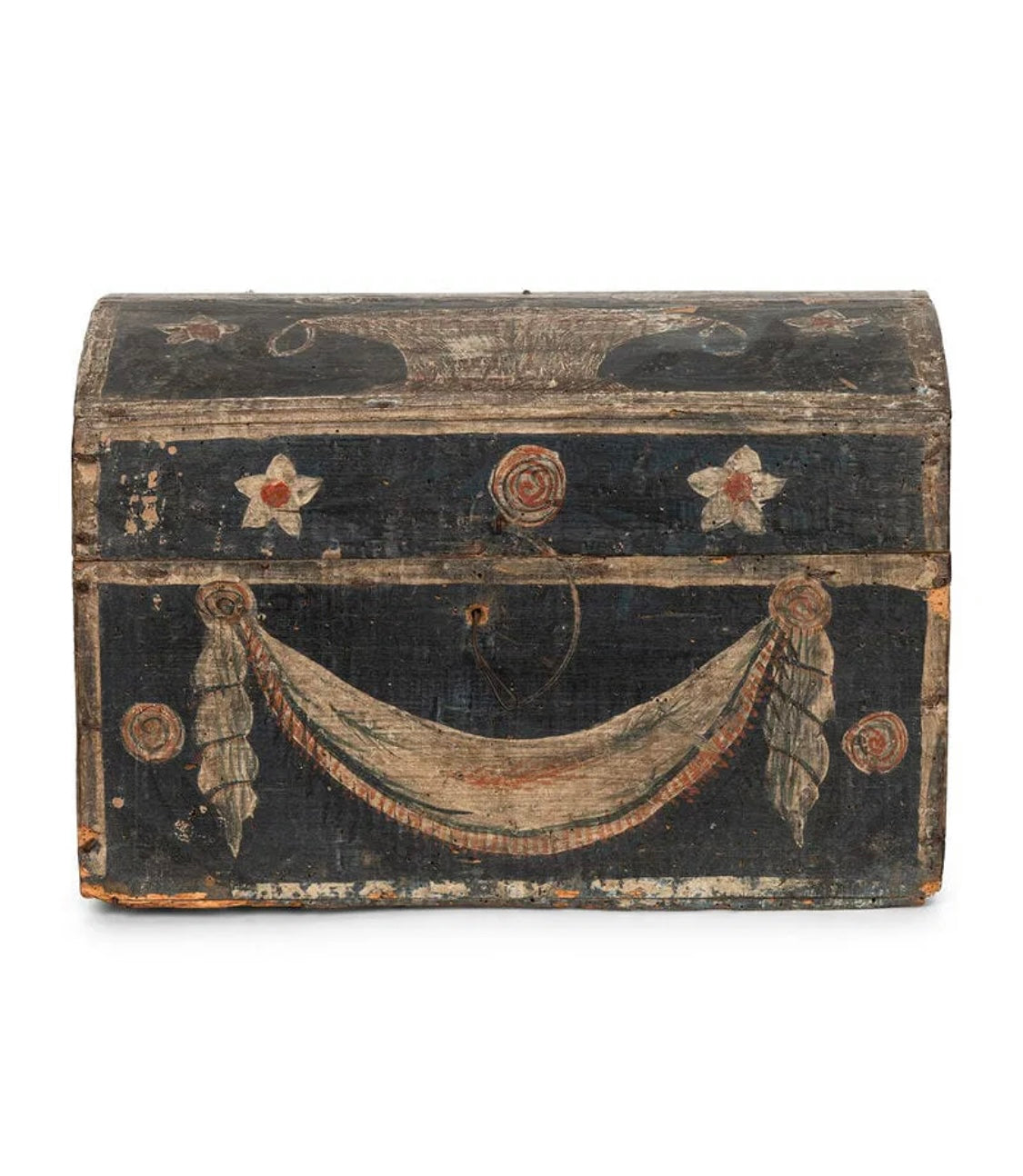 19thC painted wood dome topped box