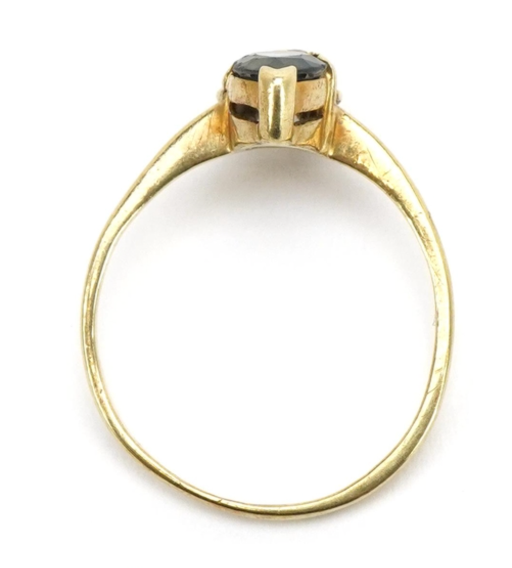 14k gold sapphire and diamond double love heart ring, Size 8 US, P UK