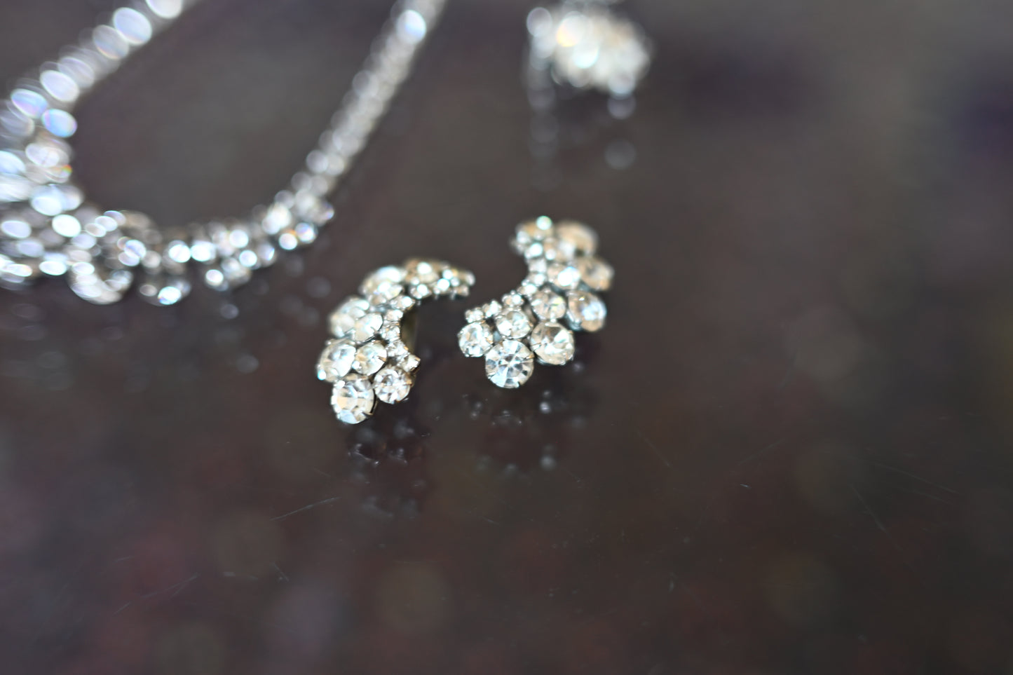 Huge collection vintage rhinestone necklaces, earrings, Kramer, Weiss, 23pcs