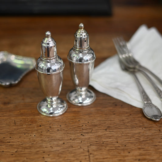 Antique Reed & Barton Sterling Silver Salt & Pepper Shakers, Weighted