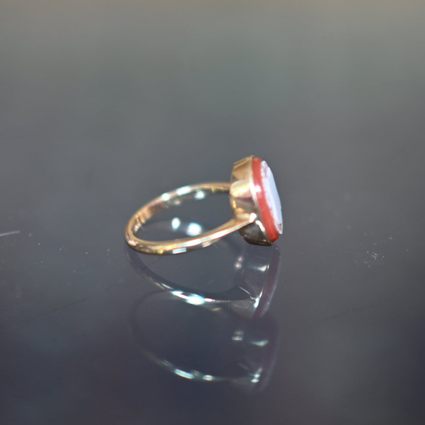 Rare Antique 9ct gold sardonyx cameo seal ring, size 7 US, N in the UK