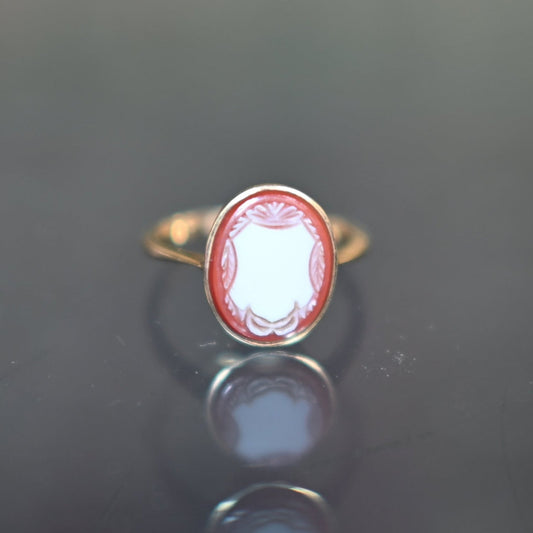 Rare Antique 9ct gold sardonyx cameo seal ring, size 7 US, N in the UK