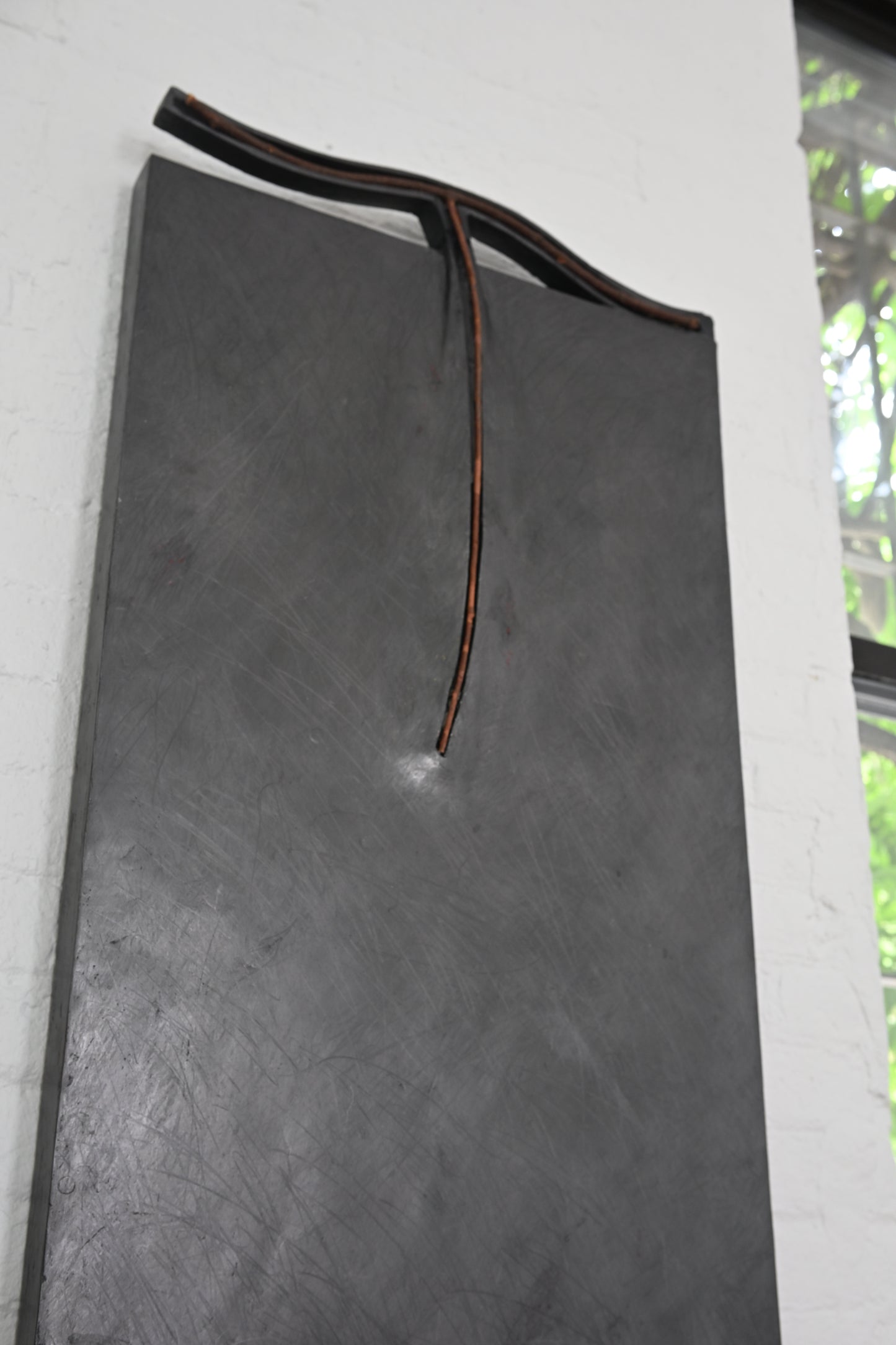 Vintage Abstract Wood, Paper, Graphite Painting, ca1983, 'McLain Flats Magician'