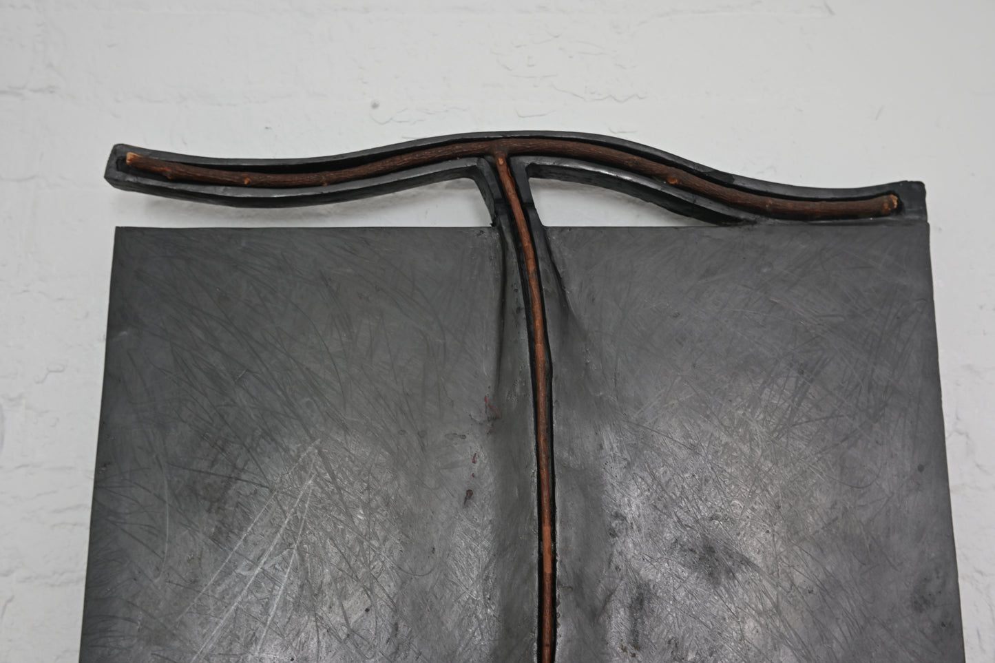 Vintage Abstract Wood, Paper, Graphite Painting, ca1983, 'McLain Flats Magician'