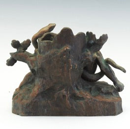 Antique Art Nouveau Bronze Fantasy Sculpture with Ape and Serpent Motif