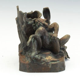 Antique Art Nouveau Bronze Fantasy Sculpture with Ape and Serpent Motif