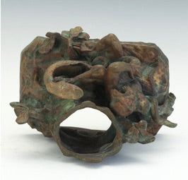Antique Art Nouveau Bronze Fantasy Sculpture with Ape and Serpent Motif