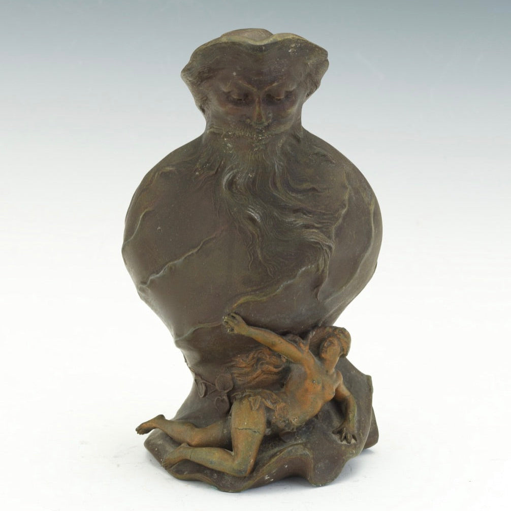 Art Nouveau figural bust with female relief, France, bronze ca1900