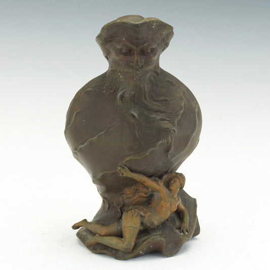 Art Nouveau figural bust with female relief, France, bronze ca1900
