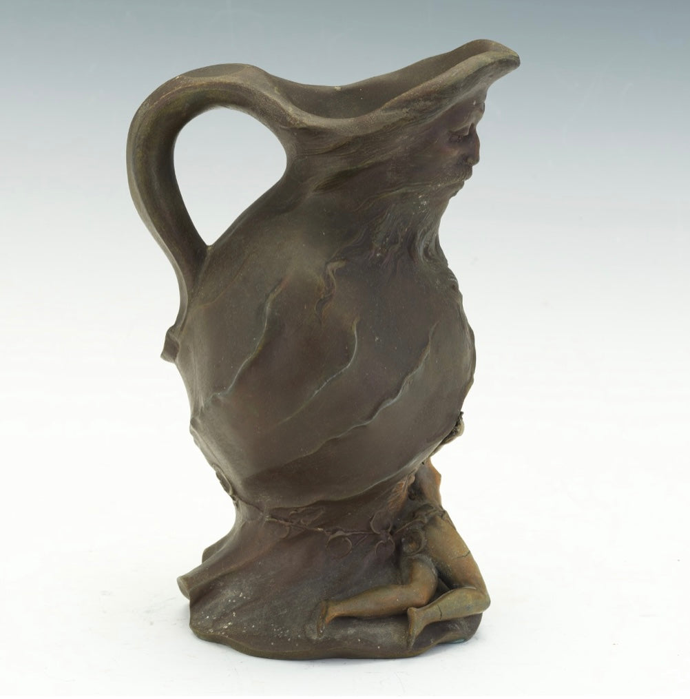 Art Nouveau figural bust with female relief, France, bronze ca1900
