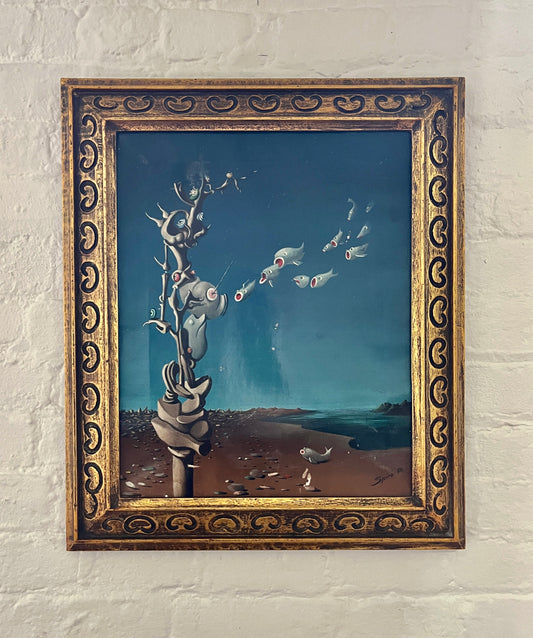 Georges Spiro Surrealist Fish 1958, original painting, signed