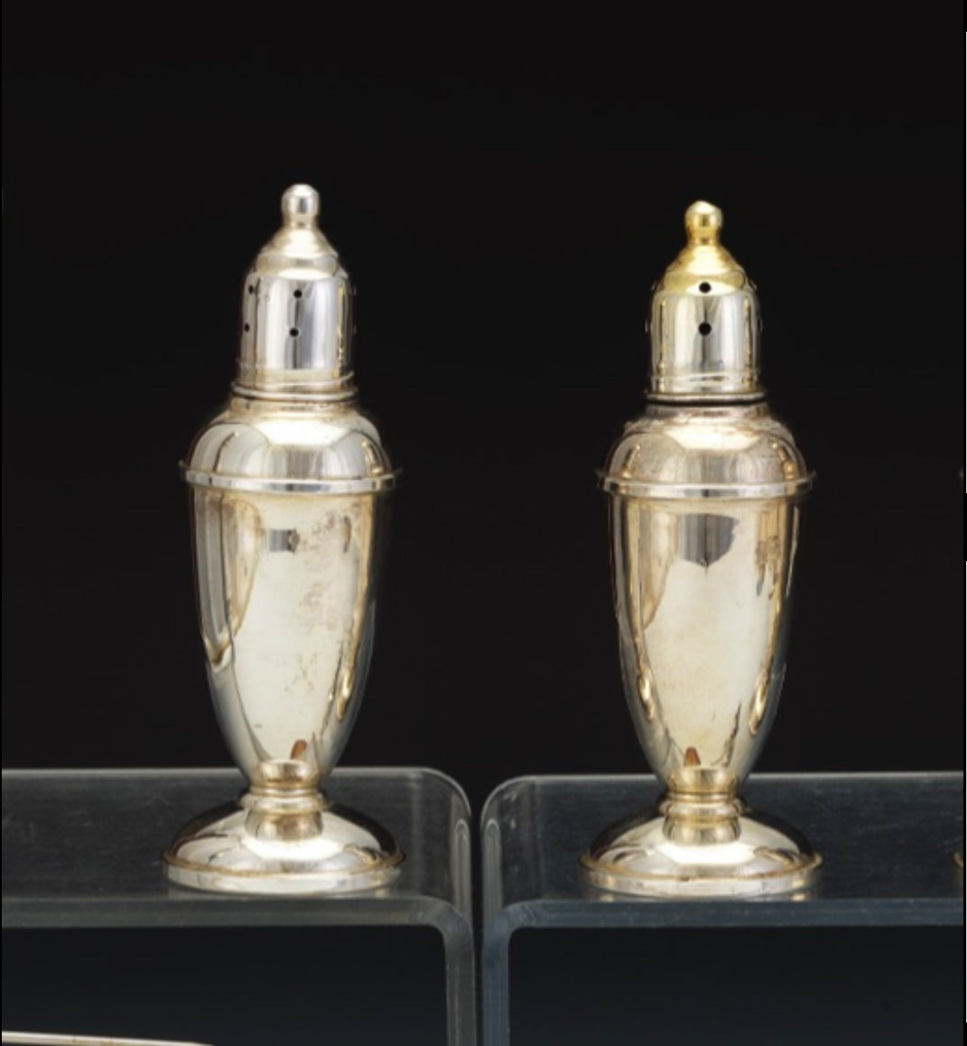 Antique Reed & Barton Sterling Silver Salt & Pepper Shakers, Weighted