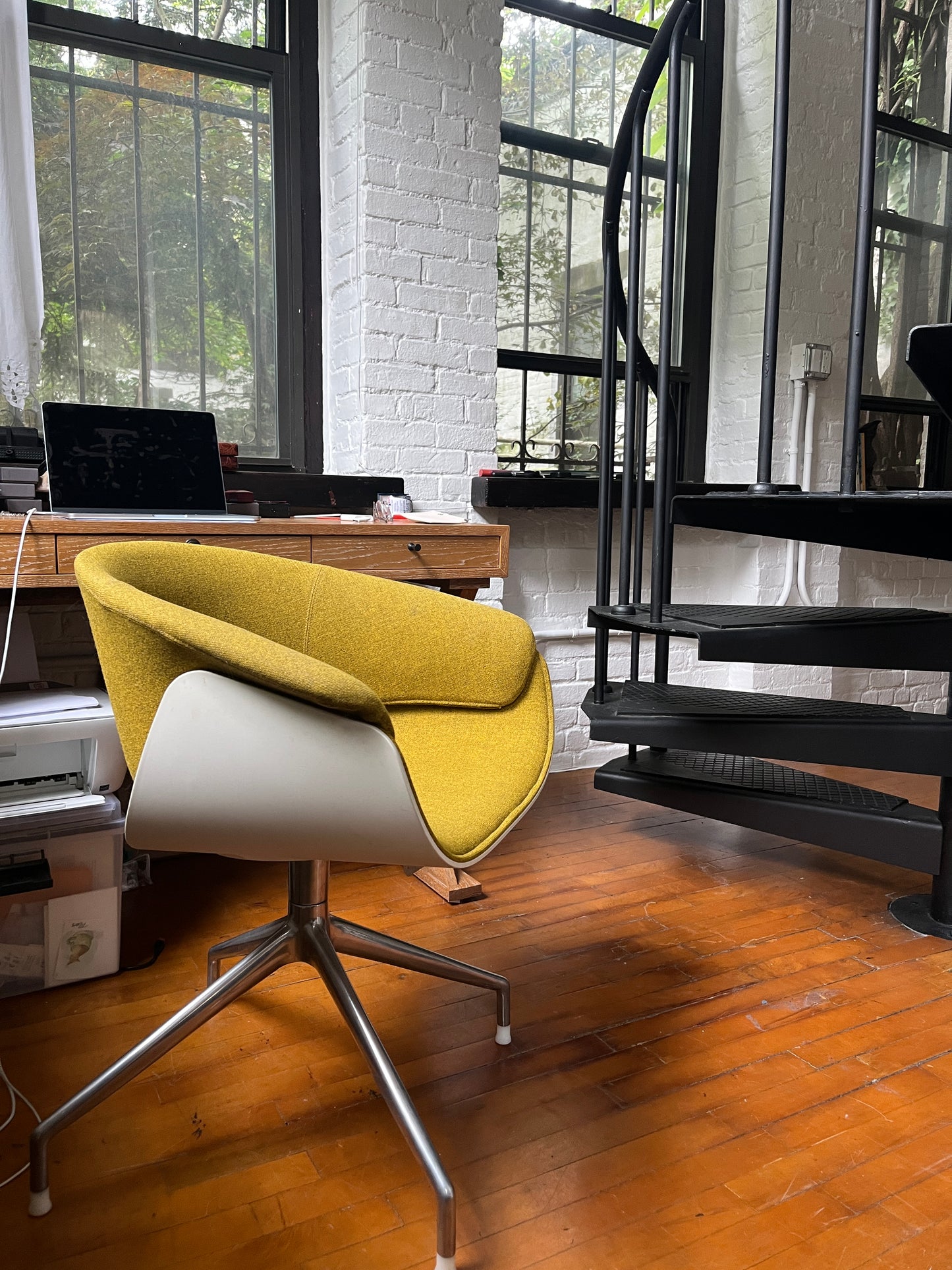 B&B Italia 'Sina', wool, swivel Dining/desk Chair by Uwe Fischer One avail. Mustard