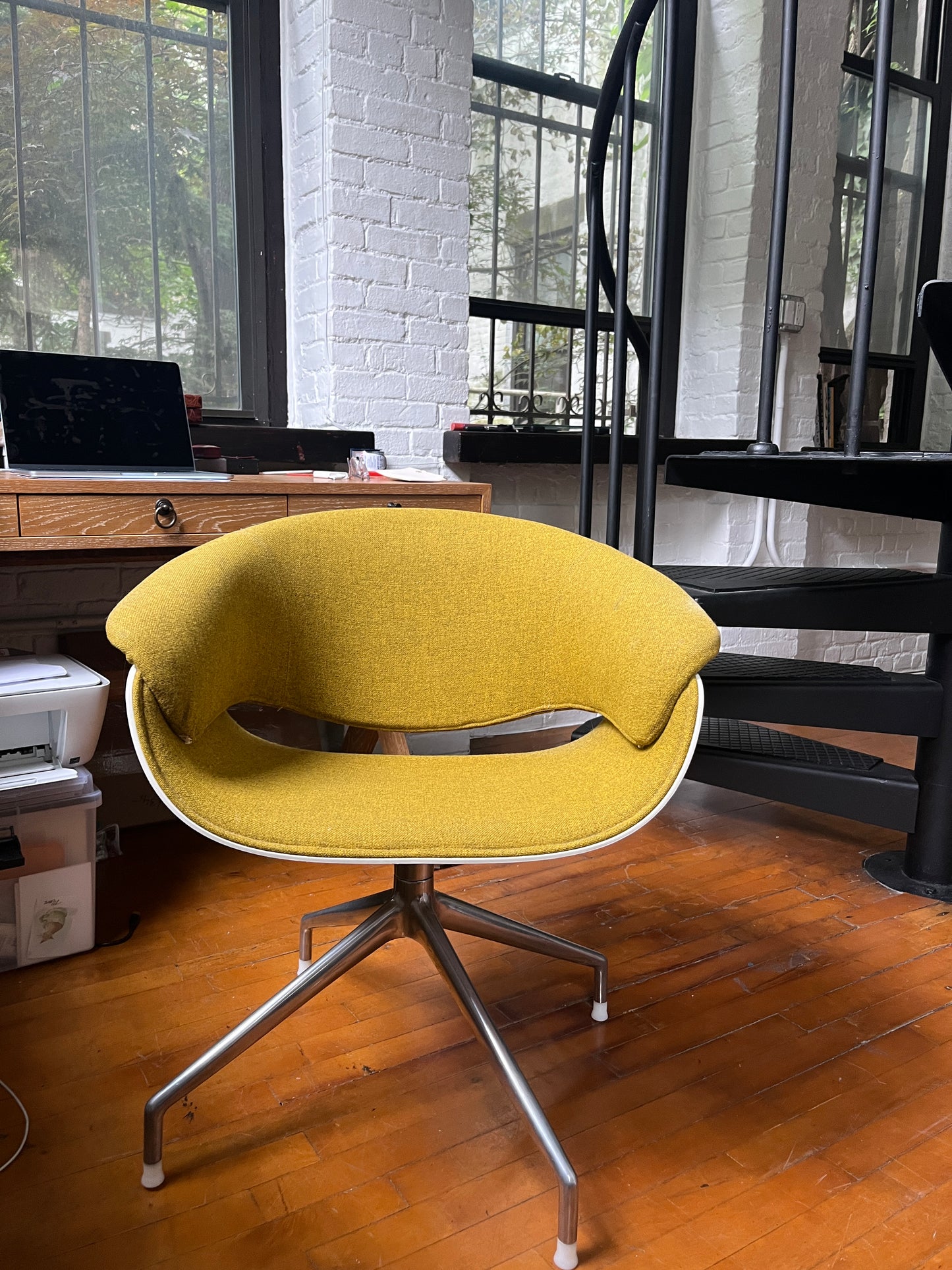 B&B Italia 'Sina', wool, swivel Dining/desk Chair by Uwe Fischer One avail. Mustard