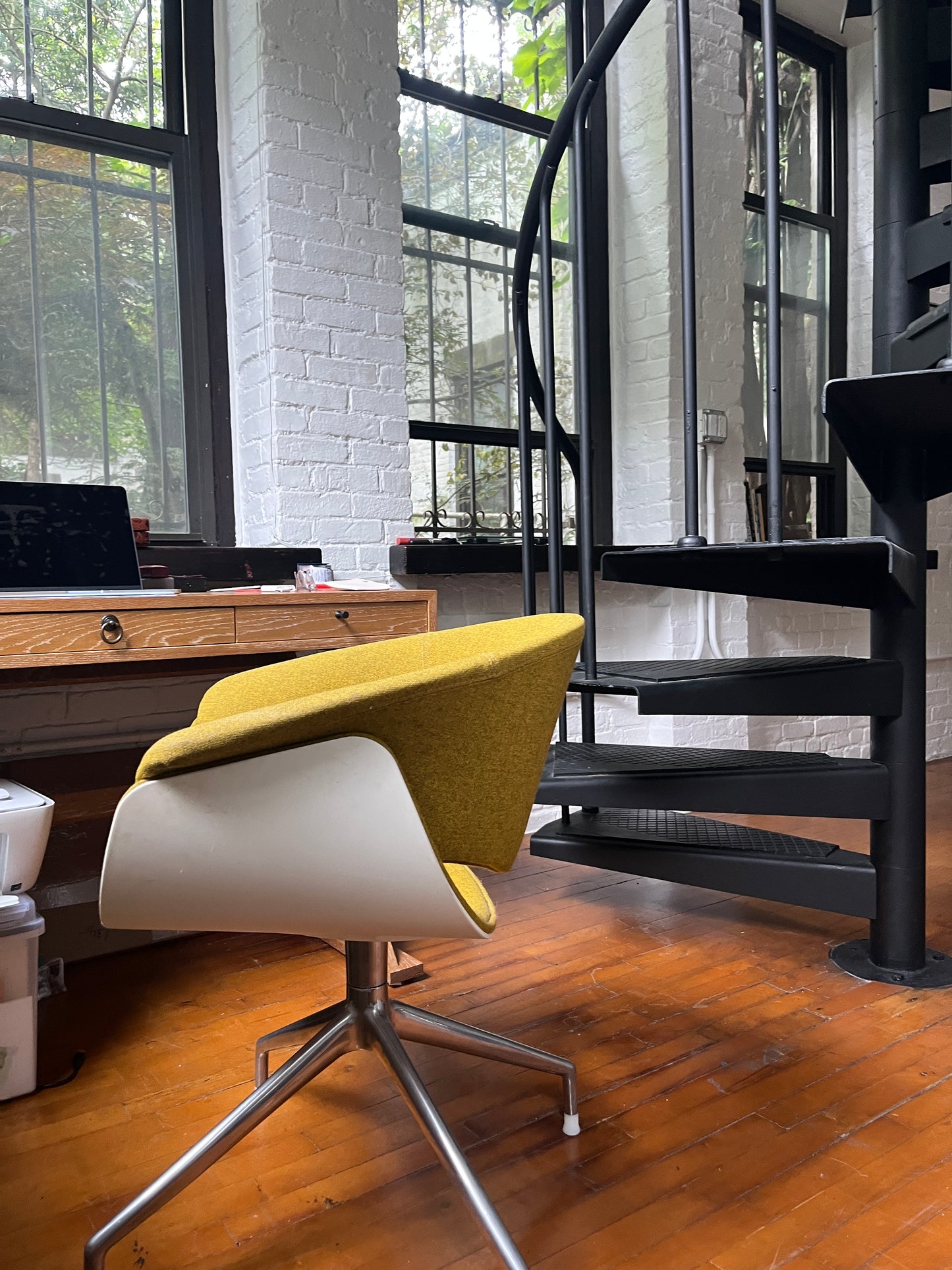 B&B Italia 'Sina', wool, swivel Dining/desk Chair by Uwe Fischer One avail. Mustard