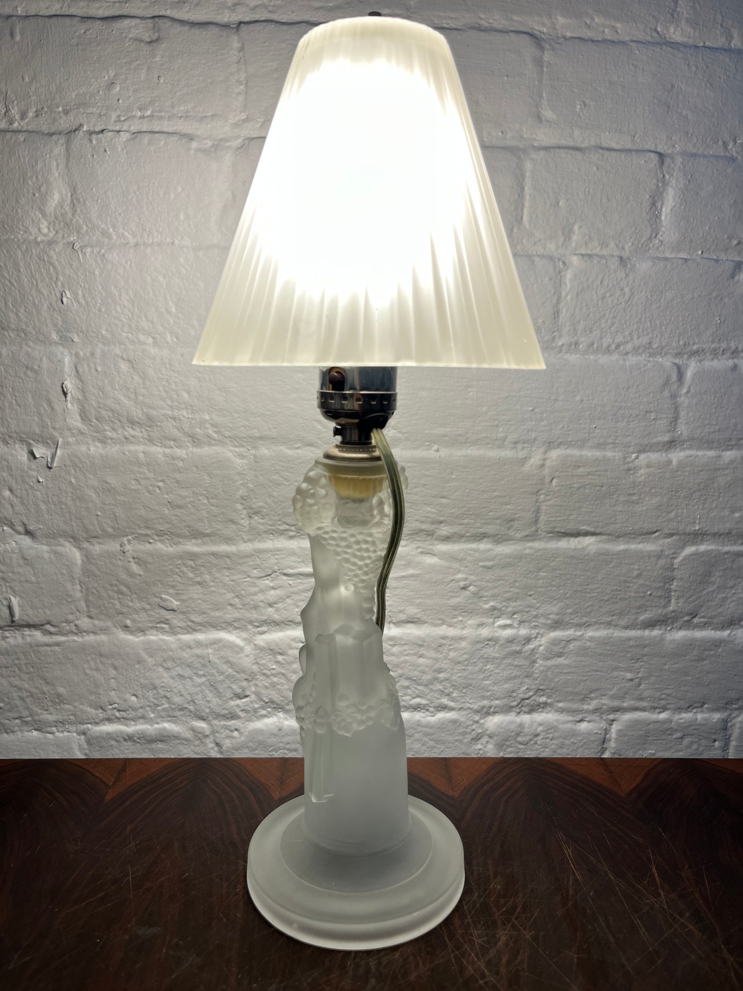 Antique Art Deco Glass Lamp with Glass Shade H 15" Dia. 6"