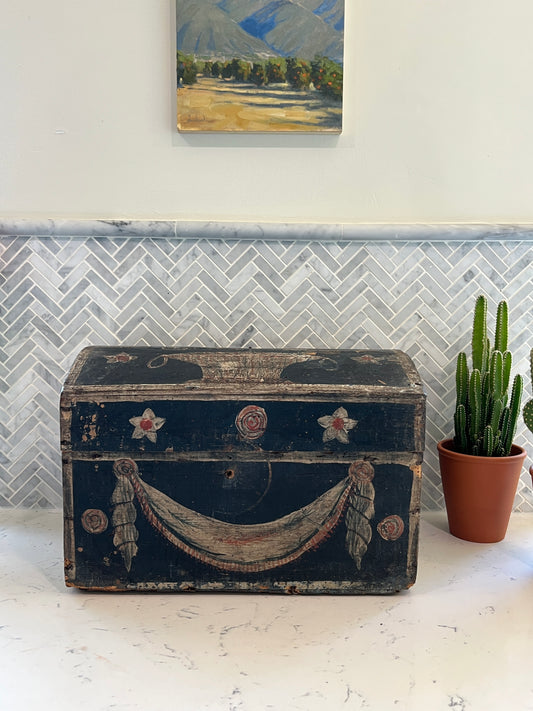 19thC painted wood dome topped box