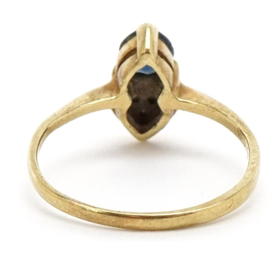 14k gold sapphire and diamond double love heart ring, Size 8 US, P UK